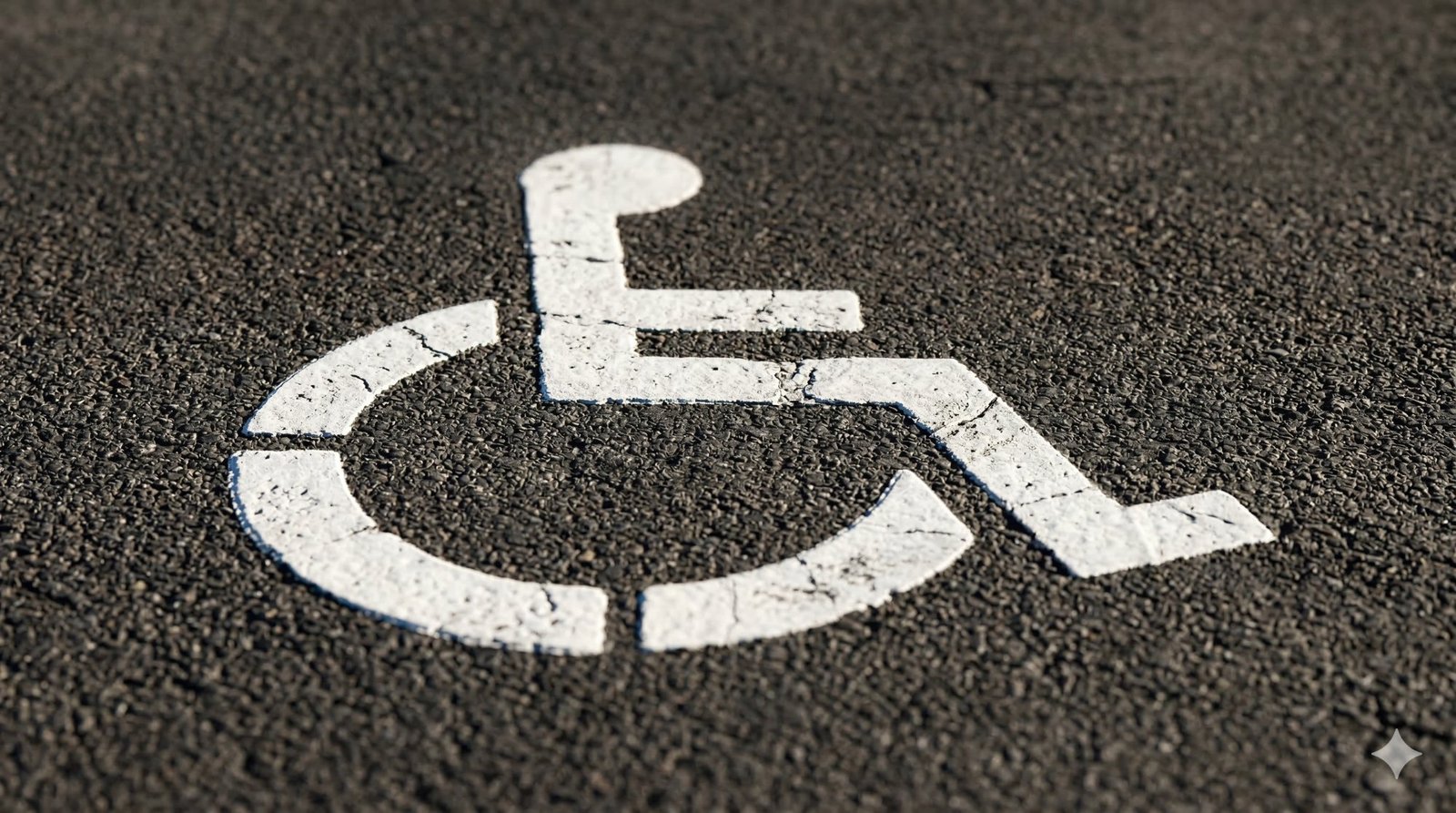 Fresh white ADA symbol on sealcoated asphalt